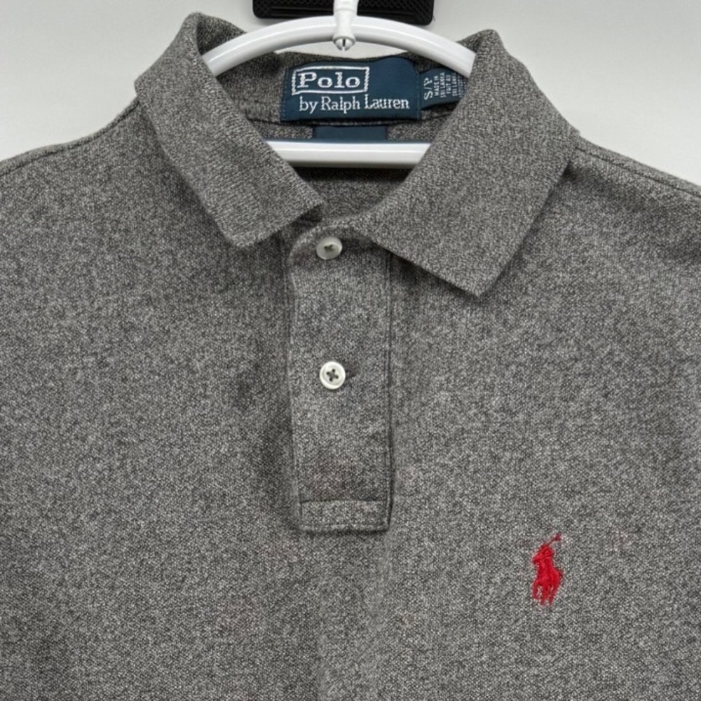 Polo Ralph Lauren Mens Small Gray Custom Fit Short Sleeve Cotton Polo Shirt